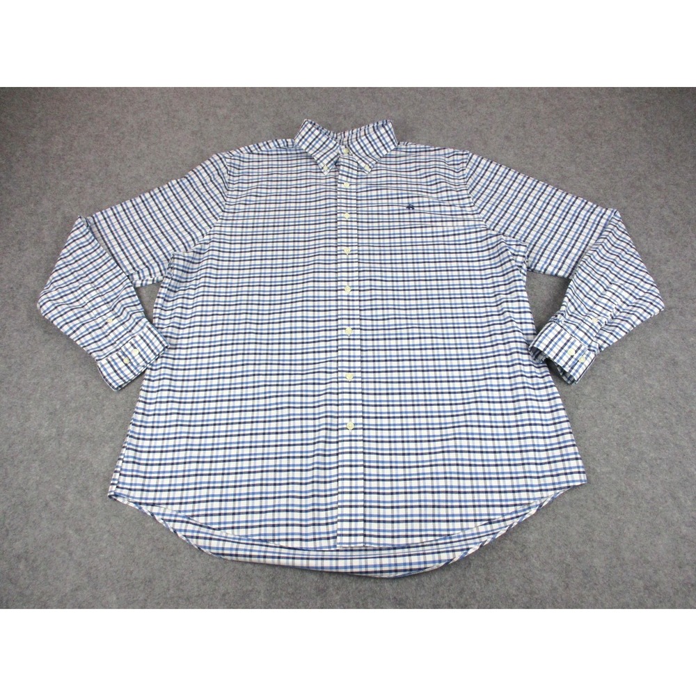 Brooks Brothers Shirt Mens XLT Blue Plaid Oxford Button Down Long Sleeve 1XLT